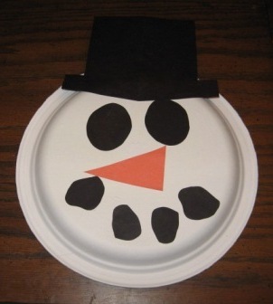 Preschool Art Snowman Paper Plate Face