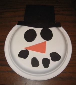 Craft Ideas Construction Paper on Preschool Art Snowman Paper Plate Face